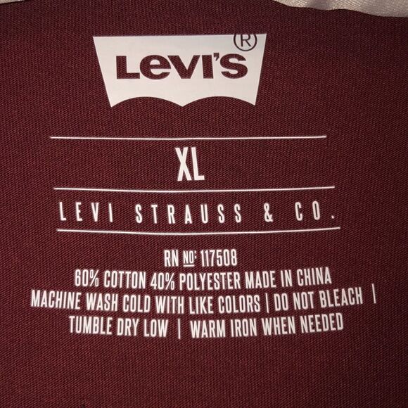 LEVI’S XL Angler Color block Port Wine Navy Beige Long Sleeve Crewneck Tee - Picture 8 of 10